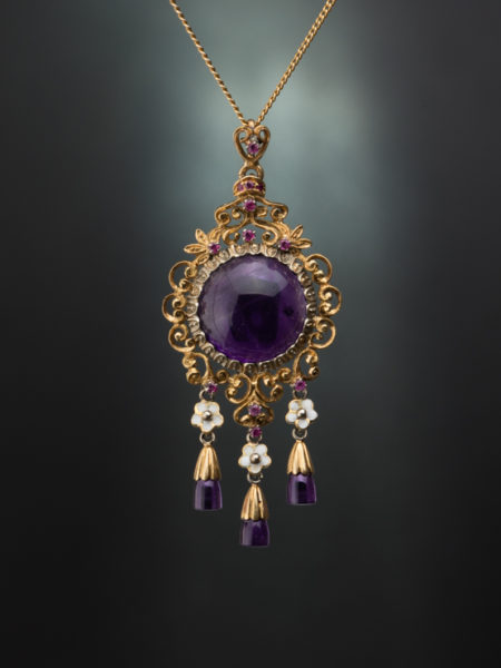 VINTAGE NATURAL RUBY AND AMETHYST PENDANT