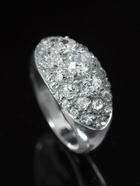 Vintage 3.54 Ct Diamond Elegant Three Stone Cluster Ring
