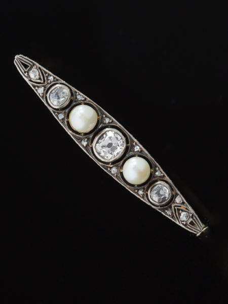 Antique Art Deco Natural Pearl And Diamond Sophisticated Brooch