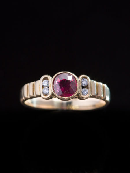 Vintage Natural Ruby And Diamond Single Stone Solitaire Ring