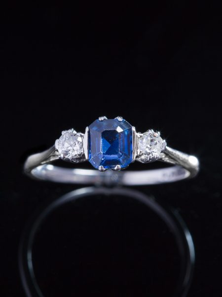 Vintage Timeless Natural Sapphire And Diamond Trilogy Ring