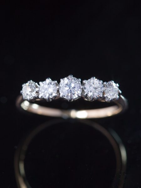 Antique Art Deco Elegant Diamond Five Stone Ring