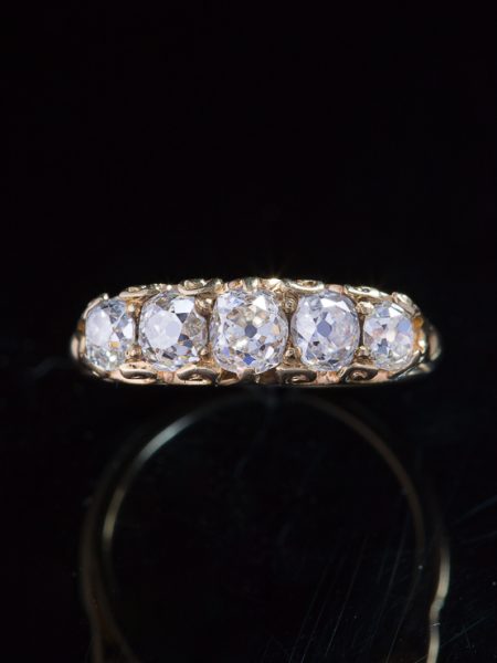Antique Victorian Timeless 1,75 Ct Diamond Five Stone Engagement Ring