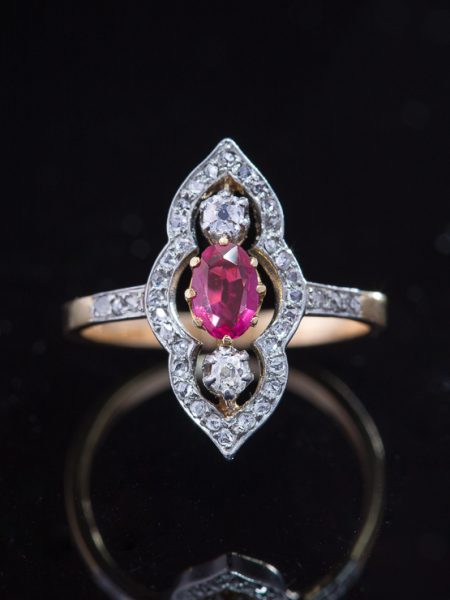 Antique Edwardian Natural Ruby And Diamond Sublime Ring
