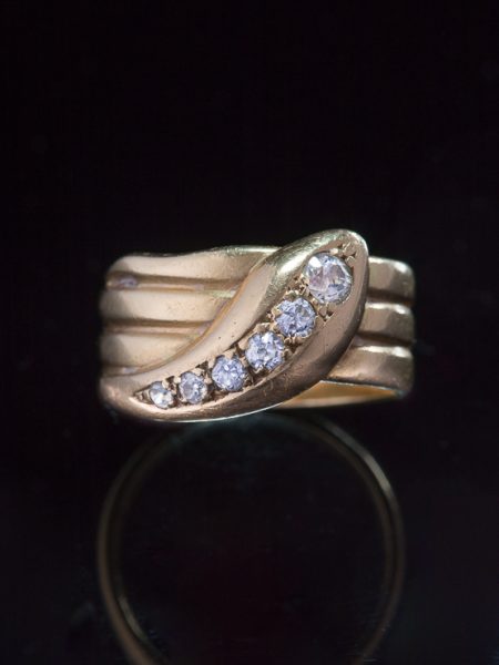 Antique Sentimental Edwardian Diamond Sensual Snake Ring