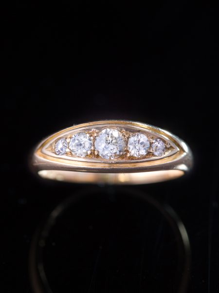 Antique Victorian Diamond and 18 Carat Gold Half Eternity Ring