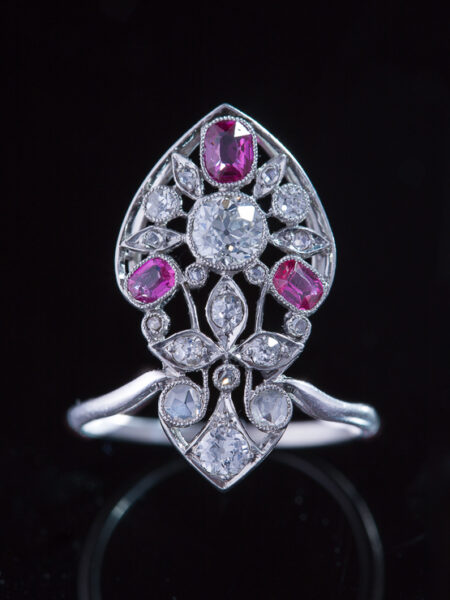 Genuine Art Deco Dreamy Natural Ruby And Diamond Dress Ring