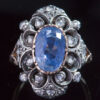 Victorian natural sapphire and diamond statement ring in high carat yellow gold and silver
