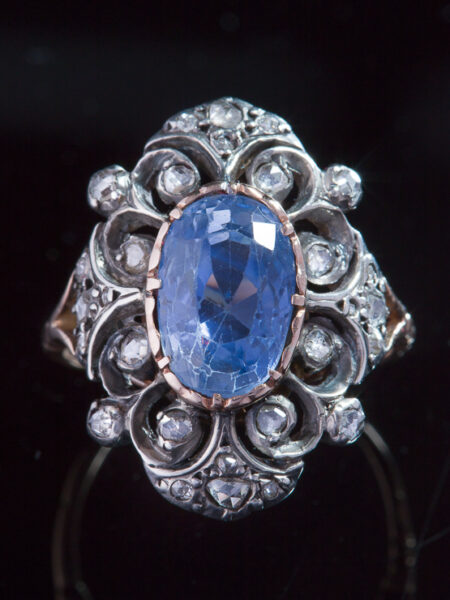 Victorian Natural Sapphire And Diamond Statement Ring