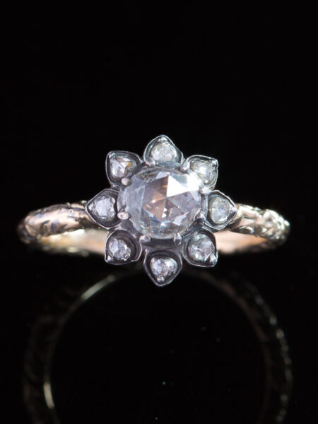 Georgian Antique Diamond Flower Star Cluster Ring