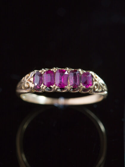 antique ruby ring from Victorian era in half eternity conformation