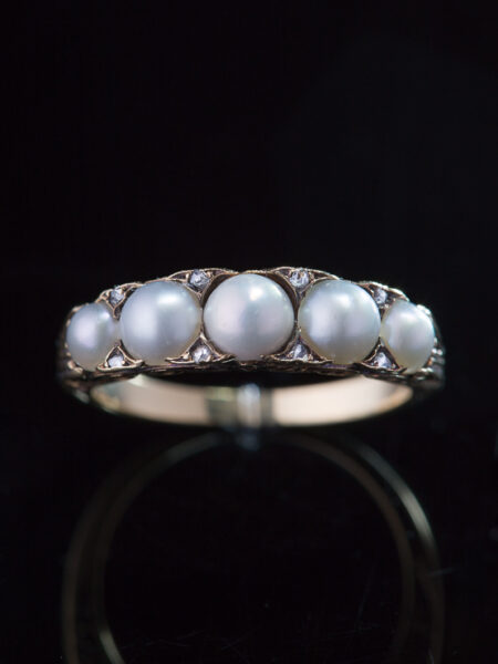 Victorian Natural Pearl And Diamond 18 Carat Gold Timeless Ring