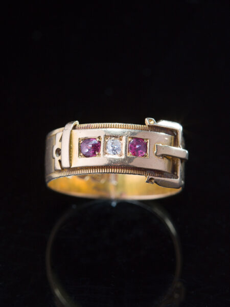 Victorian Diamond And Ruby Buckle Ring